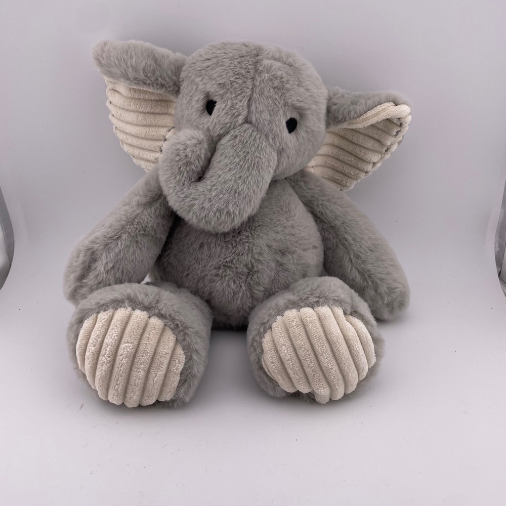 Lambs &‎ Ivy Plush Elephant Soft Stuffed Animal Gray Corduroy Ears Baby Toy